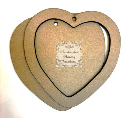 Laser Cut MDF, Valentine, Heart, Framed Ornament, Base, Blank, 2-piece, Decoupage, Mixed Media, Crafts Handcrafted Holiday Traditions