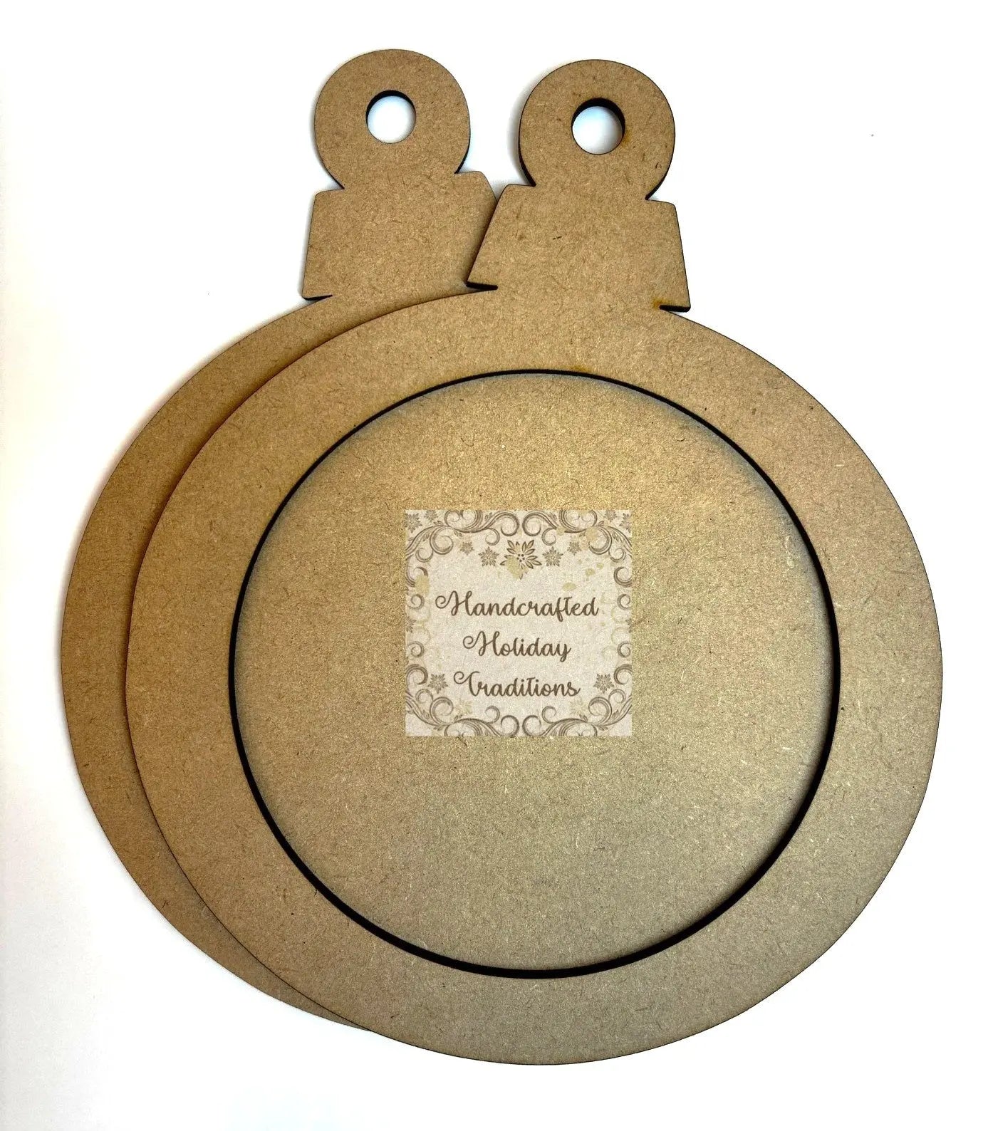 Laser Cut, MDF, Round, Framed, Christmas, Ornament, Base, Blank, 2-piece, Decoupage, Mixed Media, Crafts Handcrafted Holiday Traditions