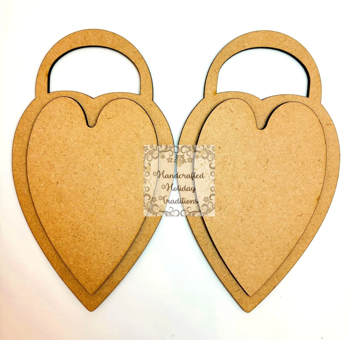 Laser Cut, MDF, Valentine, Heart, Lock, Ornament, Blank, Base, Set of 2, 2 pc, Decoupage, Crafts, Mixed Media Handcrafted Holiday Traditions