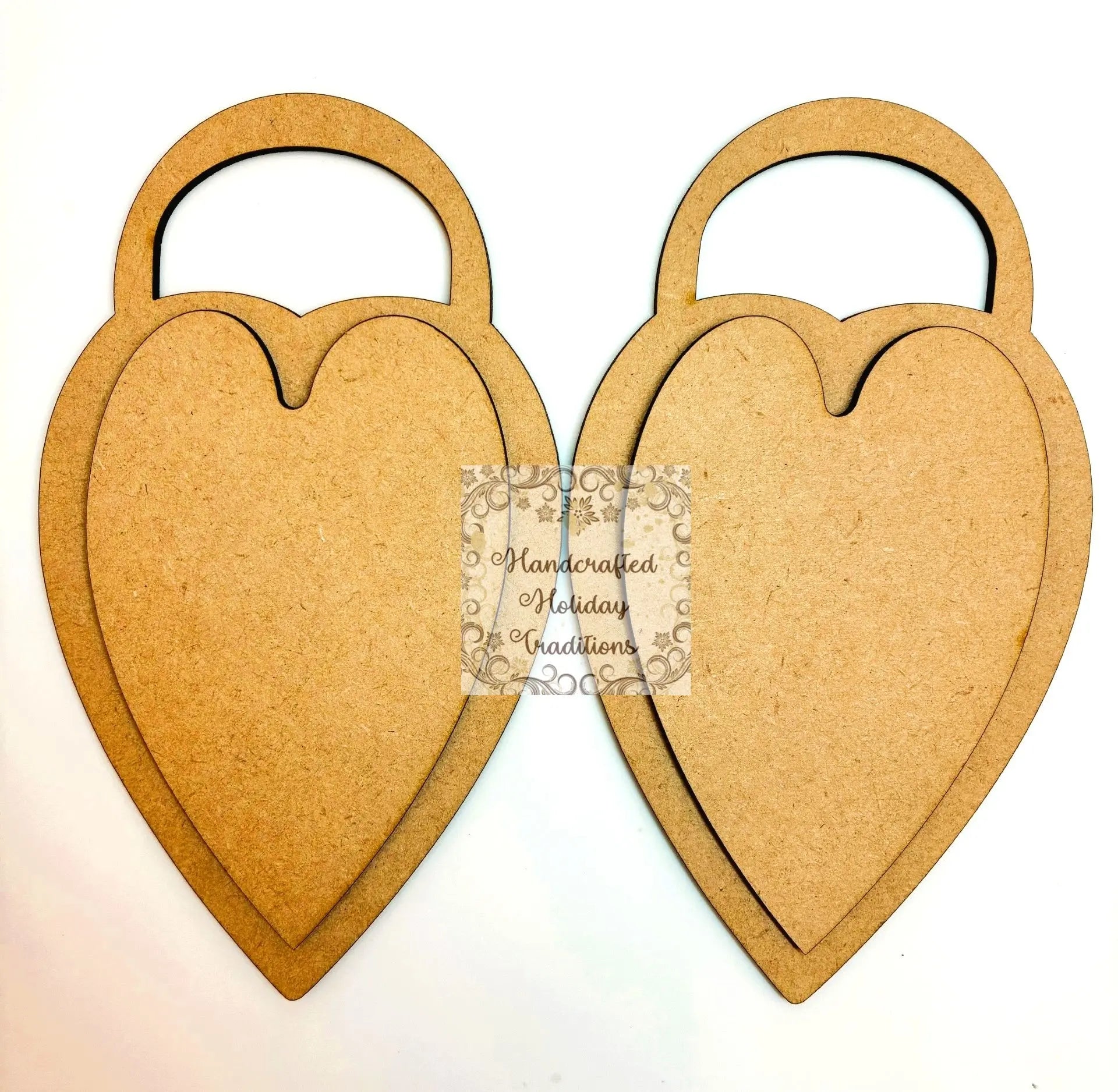 Laser Cut, MDF, Valentine, Heart, Lock, Ornament, Blank, Base, Set of 2, 2 pc, Decoupage, Crafts, Mixed Media Handcrafted Holiday Traditions