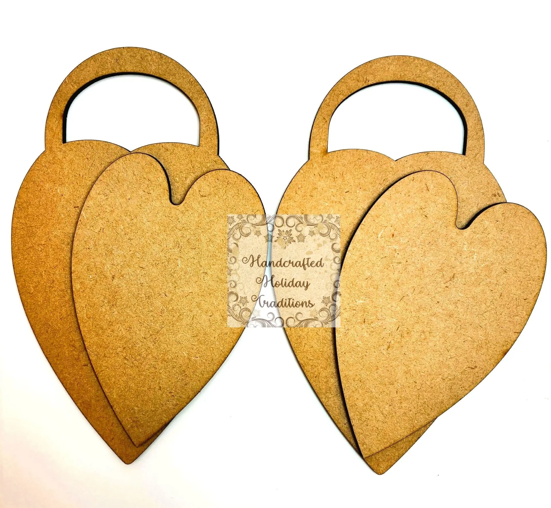 Laser Cut, MDF, Valentine, Heart, Lock, Ornament, Blank, Base, Set of 2, 2 pc, Decoupage, Crafts, Mixed Media Handcrafted Holiday Traditions