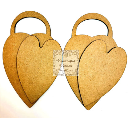 Laser Cut, MDF, Valentine, Heart, Lock, Ornament, Blank, Base, Set of 2, 2 pc, Decoupage, Crafts, Mixed Media Handcrafted Holiday Traditions