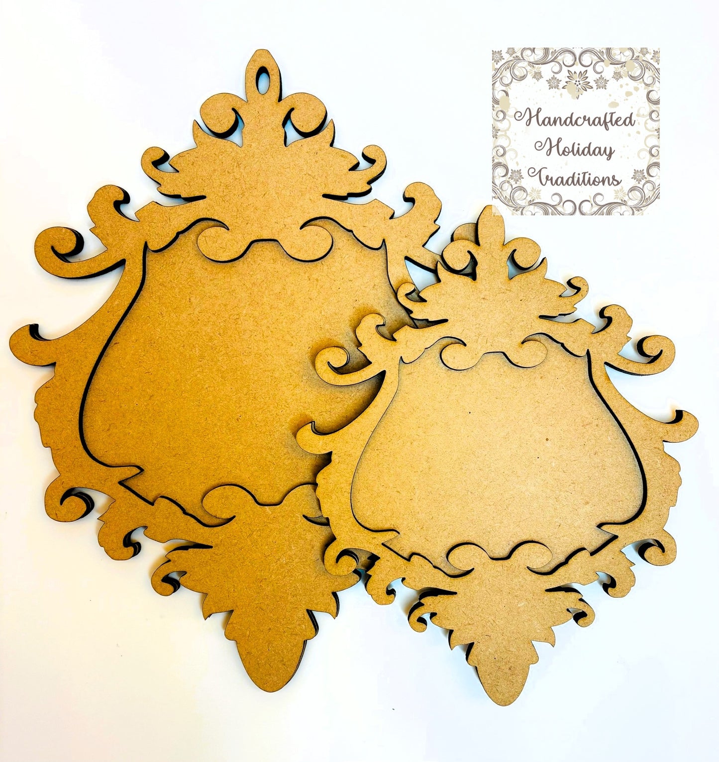 Laser Cut MDF Vintage Style, Framed Ornament, Blank, Base, 2 piece, Decoupage, Mixed Media