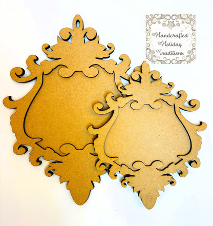 Laser Cut MDF Vintage Style, Framed Ornament, Blank, Base, 2 piece, Decoupage, Mixed Media