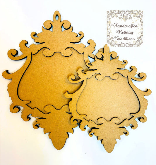 Laser Cut MDF Vintage Style, Framed Ornament, Blank, Base, 2 piece, Decoupage, Mixed Media