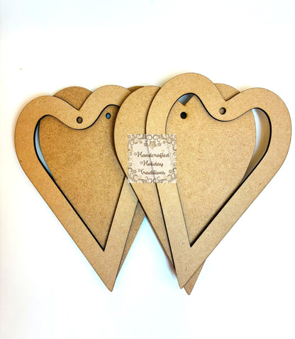 Laser Cut MDF Heart Ornament Set of 2 | Blank DIY Crafts for Valentine’s Day, Decoupage, Mixed Media, Holiday Decor, Handmade Gifts