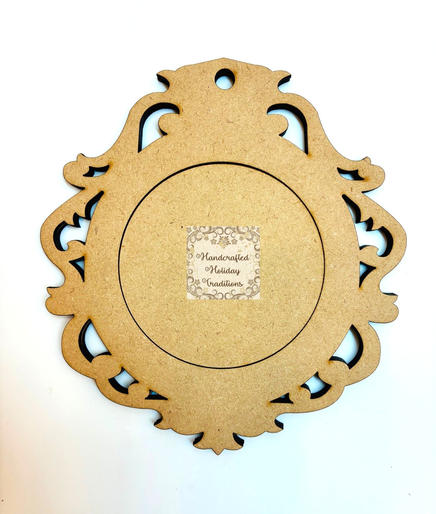 Laser Cut MDF Framed Christmas Ornament Base Set | Blank 6" x 5.5", 3 piece, for Decoupage, Crafts, Mixed Media, Holiday Decor Vintage Style