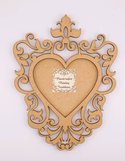 Laser Cut MDF Vintage Style Framed Heart Ornament Blank 3 pc, DIY Crafts