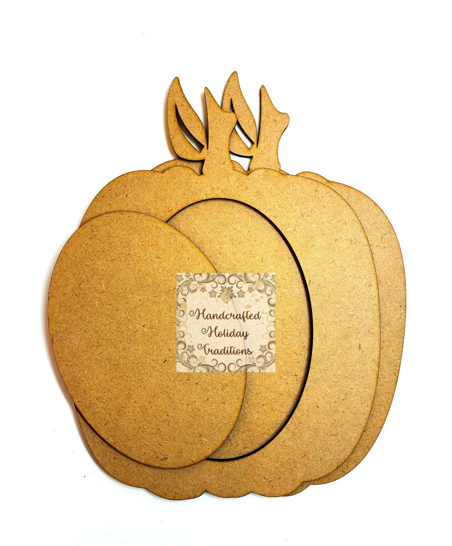 Laser Cut MDF, Halloween, Fall, Framed Pumpkin Ornament, Base, Blank, Frame, 3 piece, Decoupage, Mixed Media