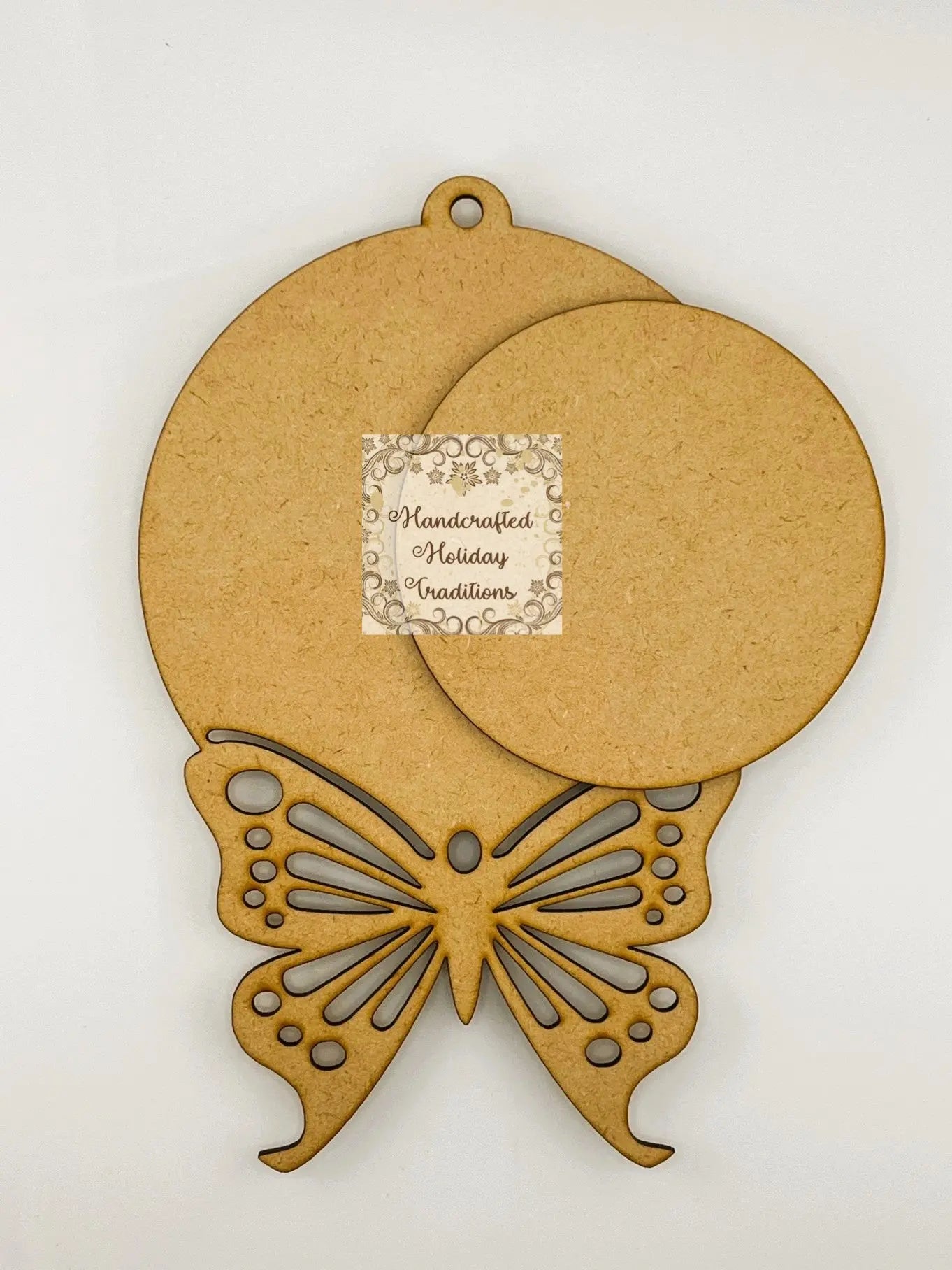 Laser Cut, MDF, Butterfly, Ornament, Plaque, Craft, Base, Blank, Canvas, Center Overlay, 2 pc, Decoupage, Mixed Media Handcrafted Holiday Traditions