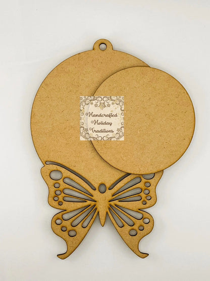 Laser Cut, MDF, Butterfly, Ornament, Plaque, Craft, Base, Blank, Canvas, Center Overlay, 2 pc, Decoupage, Mixed Media Handcrafted Holiday Traditions