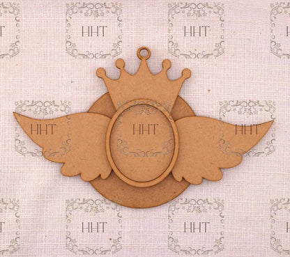 Laser Cut MDF, Christmas Ornament, Crowned Wings, Angel, Queen, 4 piece 8" x 4.25" inch Handcrafted Holiday Traditions