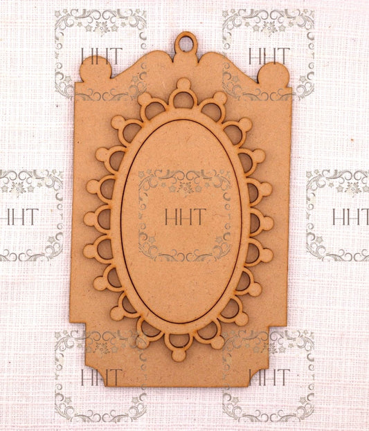 Laser Cut MDF, Vintage Style, Christmas Ornament, Center Overlay, Frame, Blank, Base, 4 piece, Decoupage, Mixed Media, Crafts, 4” X 6.5”