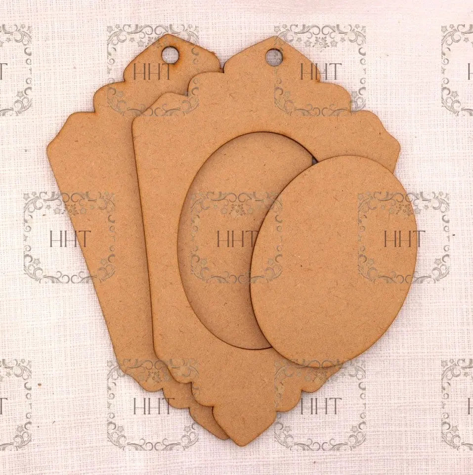 Laser Cut MDF Christmas Pendant Ornament Base Blank with Overlay Frame for Decoupage and Mixed Media, 4 variations Handcrafted Holiday Traditions