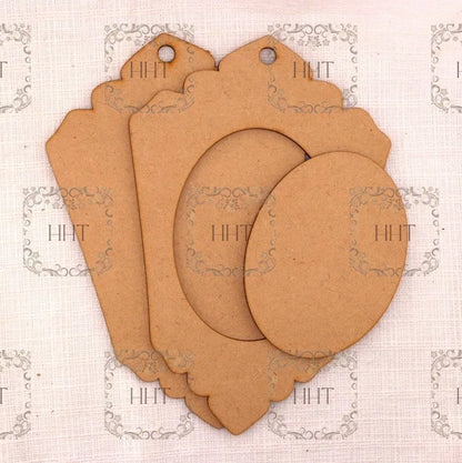 Laser Cut MDF Christmas Pendant Ornament Base Blank with Overlay Frame for Decoupage and Mixed Media, 4 variations Handcrafted Holiday Traditions