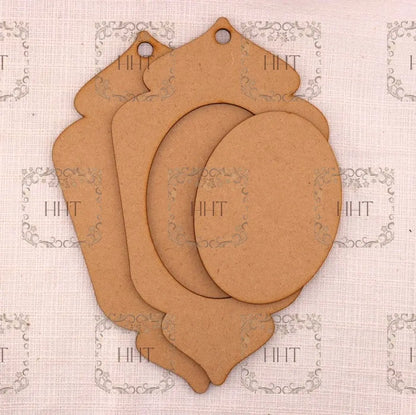 Laser Cut MDF Christmas Pendant Ornament Base Blank with Overlay Frame for Decoupage and Mixed Media, 4 variations Handcrafted Holiday Traditions