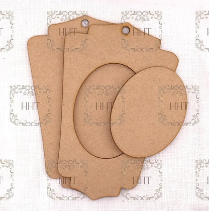Laser Cut MDF Christmas Pendant Ornament Base Blank with Overlay Frame for Decoupage and Mixed Media, 4 variations Handcrafted Holiday Traditions