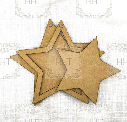 Laser Cut, MDF, Patriotic, Americana, Framed Star, Ornament, Base Blank, 3 pc, Decoupage, Crafts, Mixed Media, 7.5" x 7.5" Handcrafted Holiday Traditions