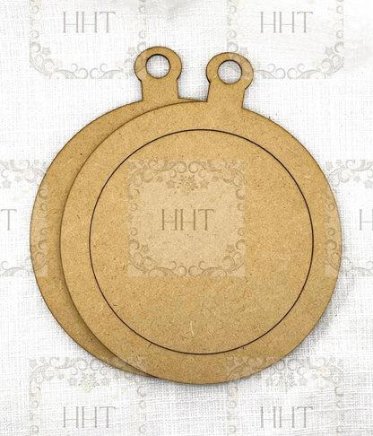 Laser Cut, MDF, Giant Round, Framed, Christmas, Holiday, Ornament, Base Blank, 3 pc, Decoupage, Crafts, Mixed Media, Home decor, 7" diameter Handcrafted Holiday Traditions