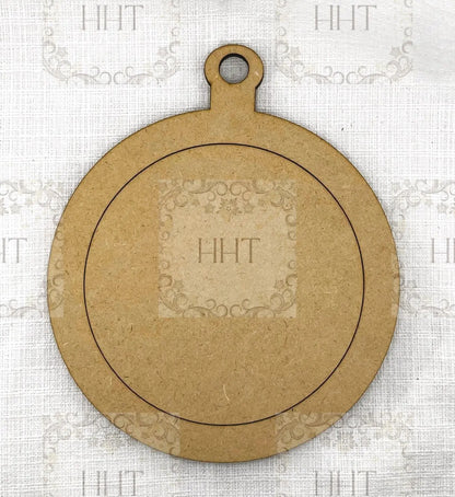 Laser Cut, MDF, Giant Round, Framed, Christmas, Holiday, Ornament, Base Blank, 3 pc, Decoupage, Crafts, Mixed Media, Home decor, 7" diameter Handcrafted Holiday Traditions