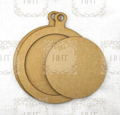 Laser Cut, MDF, Giant Round, Framed, Christmas, Holiday, Ornament, Base Blank, 3 pc, Decoupage, Crafts, Mixed Media, Home decor, 7" diameter Handcrafted Holiday Traditions
