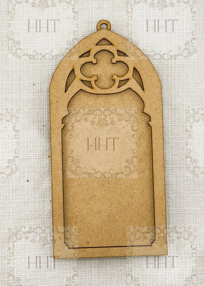 Laser Cut MDF, Vintage Style, Framed, Cathedral Window, Ornament, Blank, Base, frame, 2 piece, Decoupage, Mixed Media, Crafts