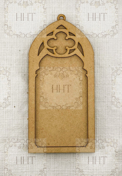 Laser Cut MDF, Vintage Style, Framed, Cathedral Window, Ornament, Blank, Base, frame, 2 piece, Decoupage, Mixed Media, Crafts