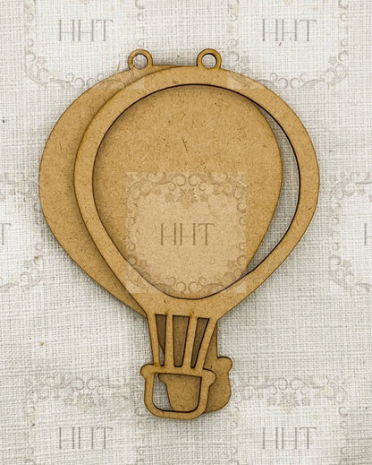 Laser Cut MDF, Vintage Style, Framed, Hot Air Balloon, Ornament, Blank, Base, frame, 2 piece, Decoupage, Mixed Media, Crafts Handcrafted Holiday Traditions