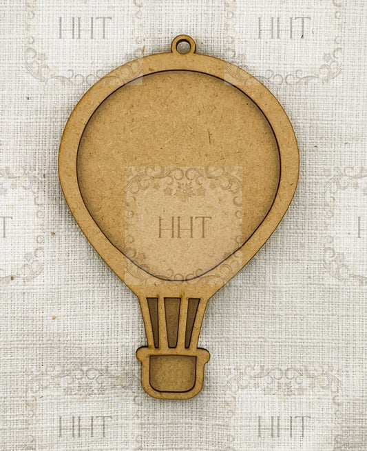 Laser Cut MDF, Vintage Style, Framed, Hot Air Balloon, Ornament, Blank, Base, frame, 2 piece, Decoupage, Mixed Media, Crafts