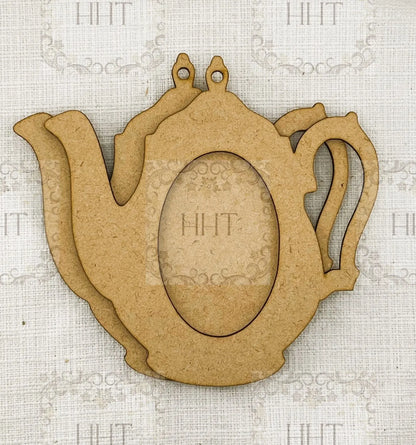 Laser Cut MDF, Vintage Style, Tea Pot, Plaque, Panel, Ornament, Blank, Base, Oval Center, frame, Decoupage, Mixed Media, Crafts Handcrafted Holiday Traditions
