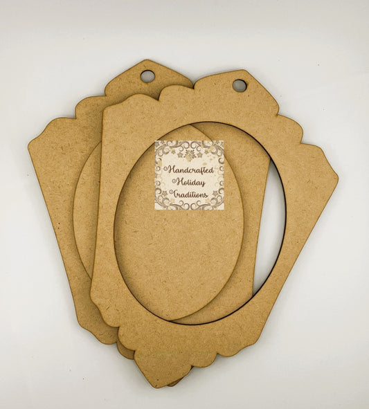 Laser Cut, MDF, Square, Vintage Style Christmas, Pendant, Ornament, Panel, Frame, Base, Blank, 3 pc, Decoupage, Mixed Media, Crafts