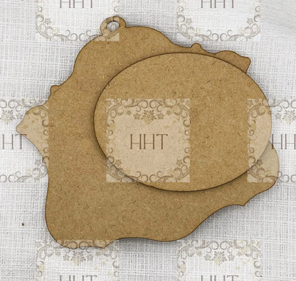 Laser Cut, MDF, Vintage Style, Christmas Ornament, Blank, Base, Overlay Oval, Decoupage, Mixed Media, 6" w x 5 3.4"h, 1/8" thick Handcrafted Holiday Traditions