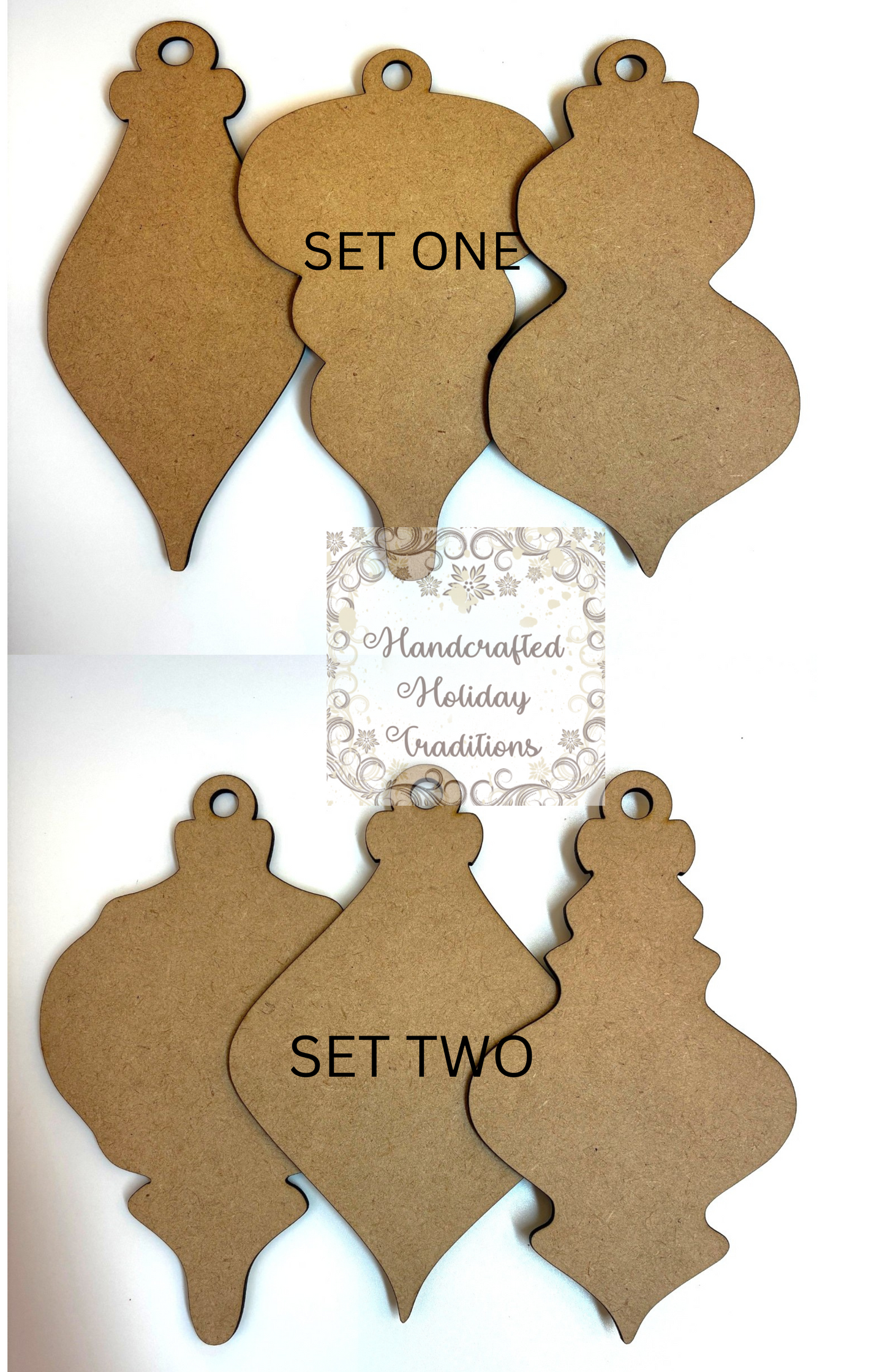 Laser Cut MDF, Christmas, Ornament, Base, Blank, Frame, Overlay, 3-piece, Decoupage, Mixed Media, Crafts, 5.5 x 5.5