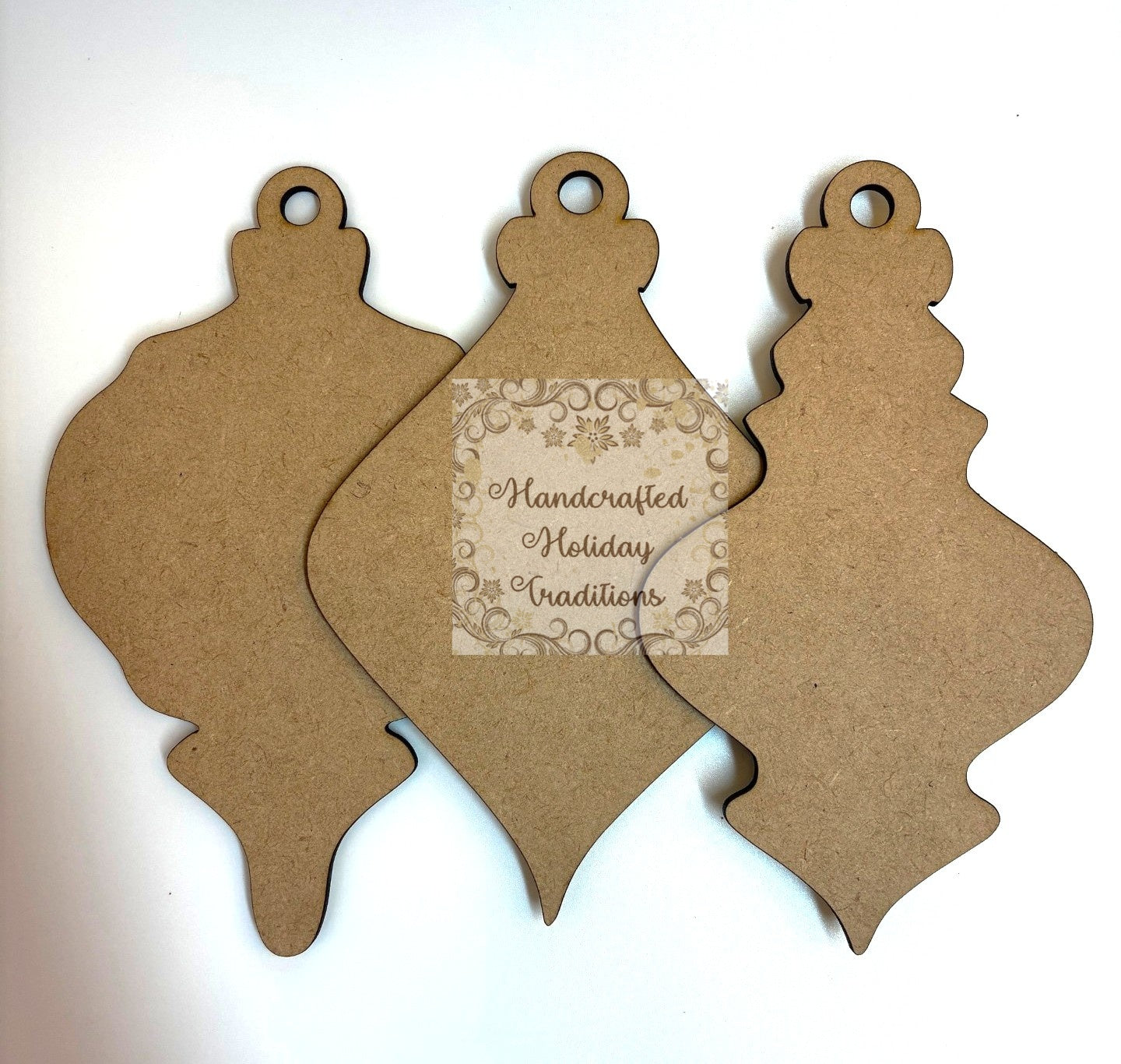 Laser Cut MDF, Christmas, Ornament, Base, Blank, Frame, Overlay, 3-piece, Decoupage, Mixed Media, Crafts, 5.5 x 5.5