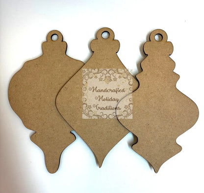 Laser Cut MDF, Christmas, Ornament, Base, Blank, Frame, Overlay, 3-piece, Decoupage, Mixed Media, Crafts, 5.5 x 5.5 Handcrafted Holiday Traditions