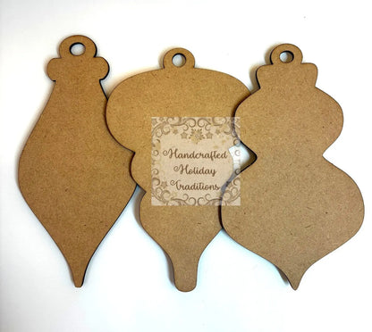 Laser Cut MDF, Christmas, Ornament, Base, Blank, Frame, Overlay, 3-piece, Decoupage, Mixed Media, Crafts, 5.5 x 5.5 Handcrafted Holiday Traditions