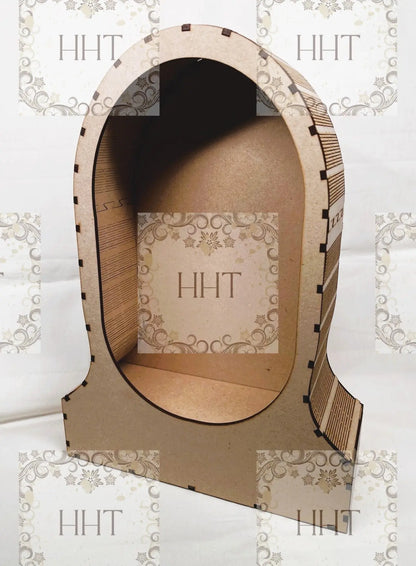 Laser Cut MDF, Buildable Oval Shadow Box for Decoupage and Mixed Media Handcrafted Holiday Traditions