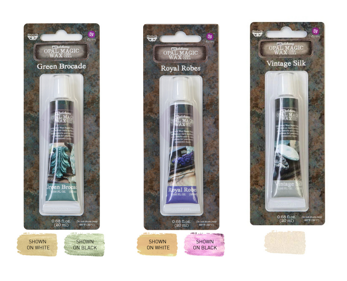 Re-Design with Prima, Art Alchemy, Opal Magic, Wax, Green Brocade, Royal Robes, Vintage Silk, Iridescence Effects, Bees Was Based, .68oz