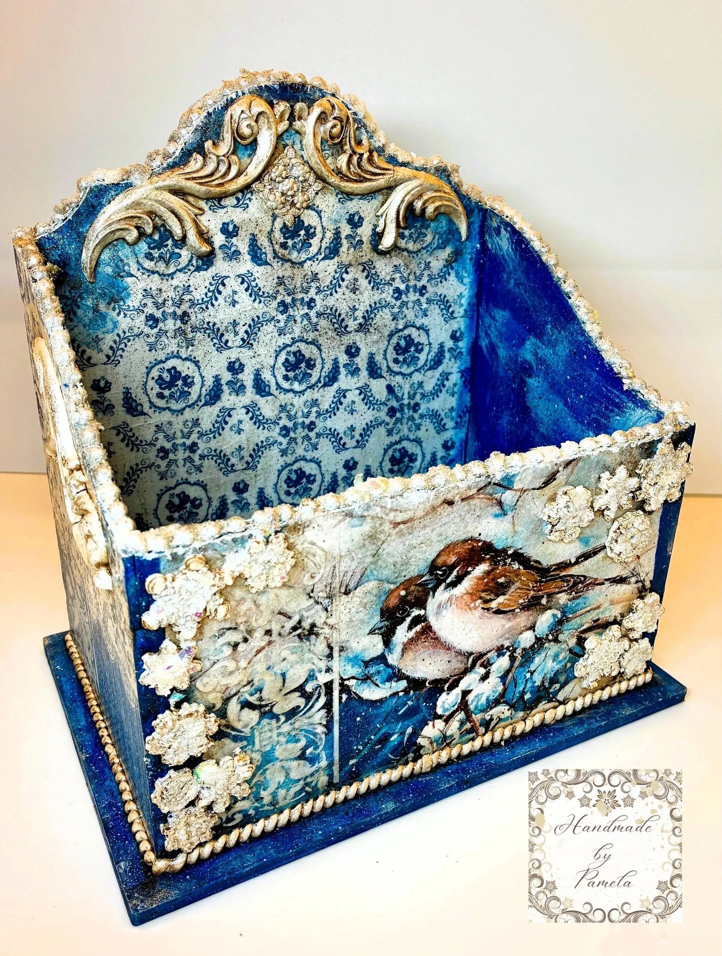 Laser Cut MDF, Desk Top Organizer, File Box, Buildable Blank Base, Vintage Style, Decoupage, Mixed Media, 8 3/4"w x 5 1/2"l x 9 3/4"h, 1/4" Handcrafted Holiday Traditions