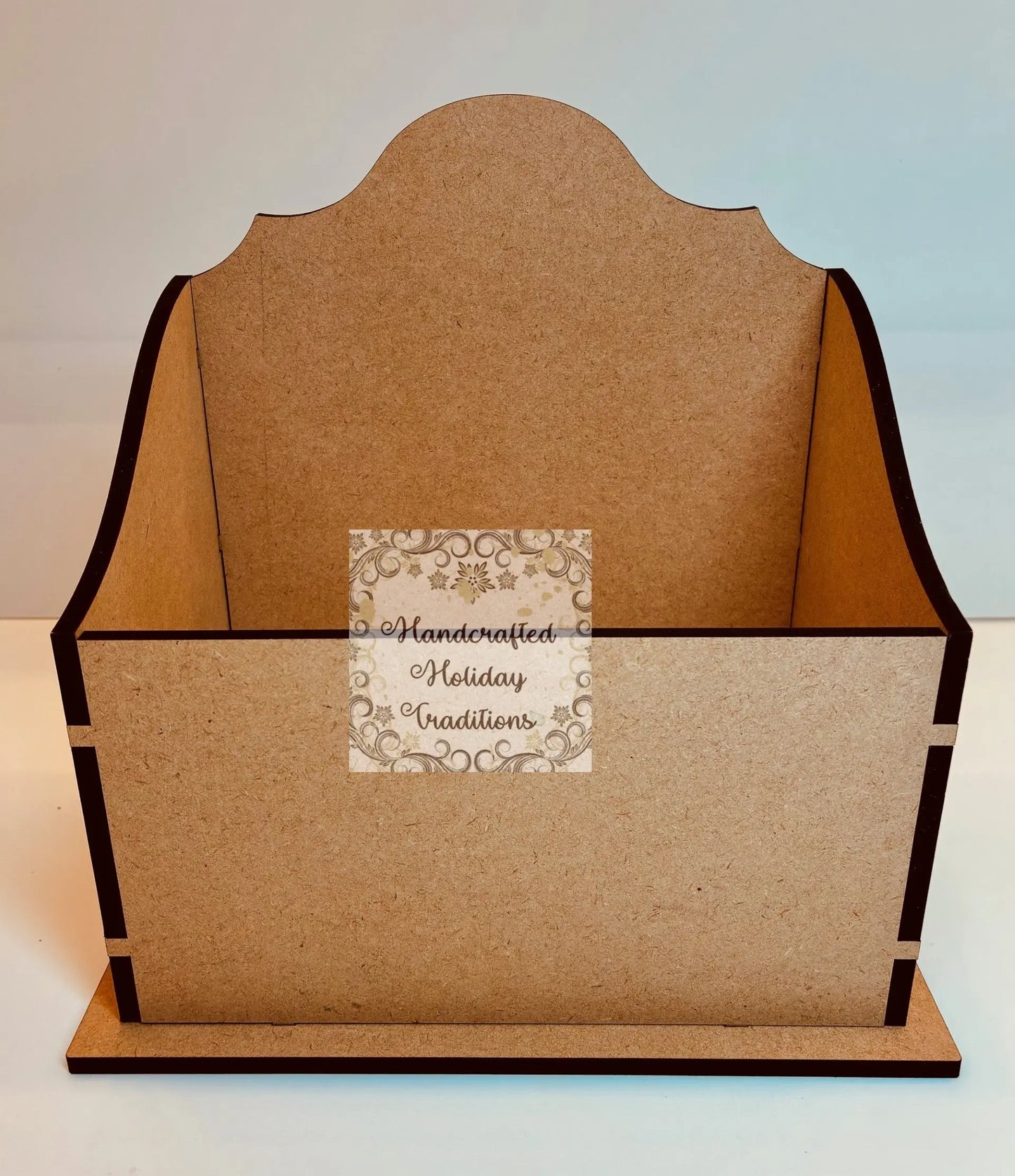 Laser Cut MDF, Desk Top Organizer, File Box, Buildable Blank Base, Vintage Style, Decoupage, Mixed Media, 8 3/4"w x 5 1/2"l x 9 3/4"h, 1/4" Handcrafted Holiday Traditions