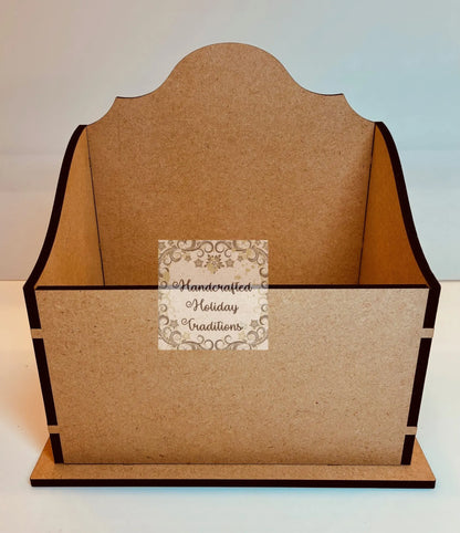 Laser Cut MDF, Desk Top Organizer, File Box, Buildable Blank Base, Vintage Style, Decoupage, Mixed Media, 8 3/4"w x 5 1/2"l x 9 3/4"h, 1/4" Handcrafted Holiday Traditions