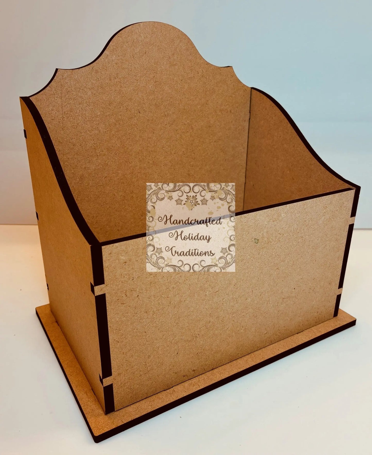 Laser Cut MDF, Desk Top Organizer, File Box, Buildable Blank Base, Vintage Style, Decoupage, Mixed Media, 8 3/4"w x 5 1/2"l x 9 3/4"h, 1/4" Handcrafted Holiday Traditions