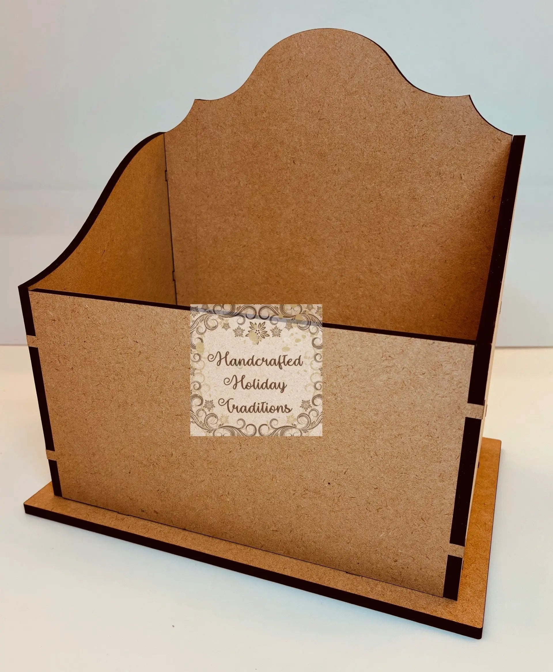 Laser Cut MDF, Desk Top Organizer, File Box, Buildable Blank Base, Vintage Style, Decoupage, Mixed Media, 8 3/4"w x 5 1/2"l x 9 3/4"h, 1/4" Handcrafted Holiday Traditions