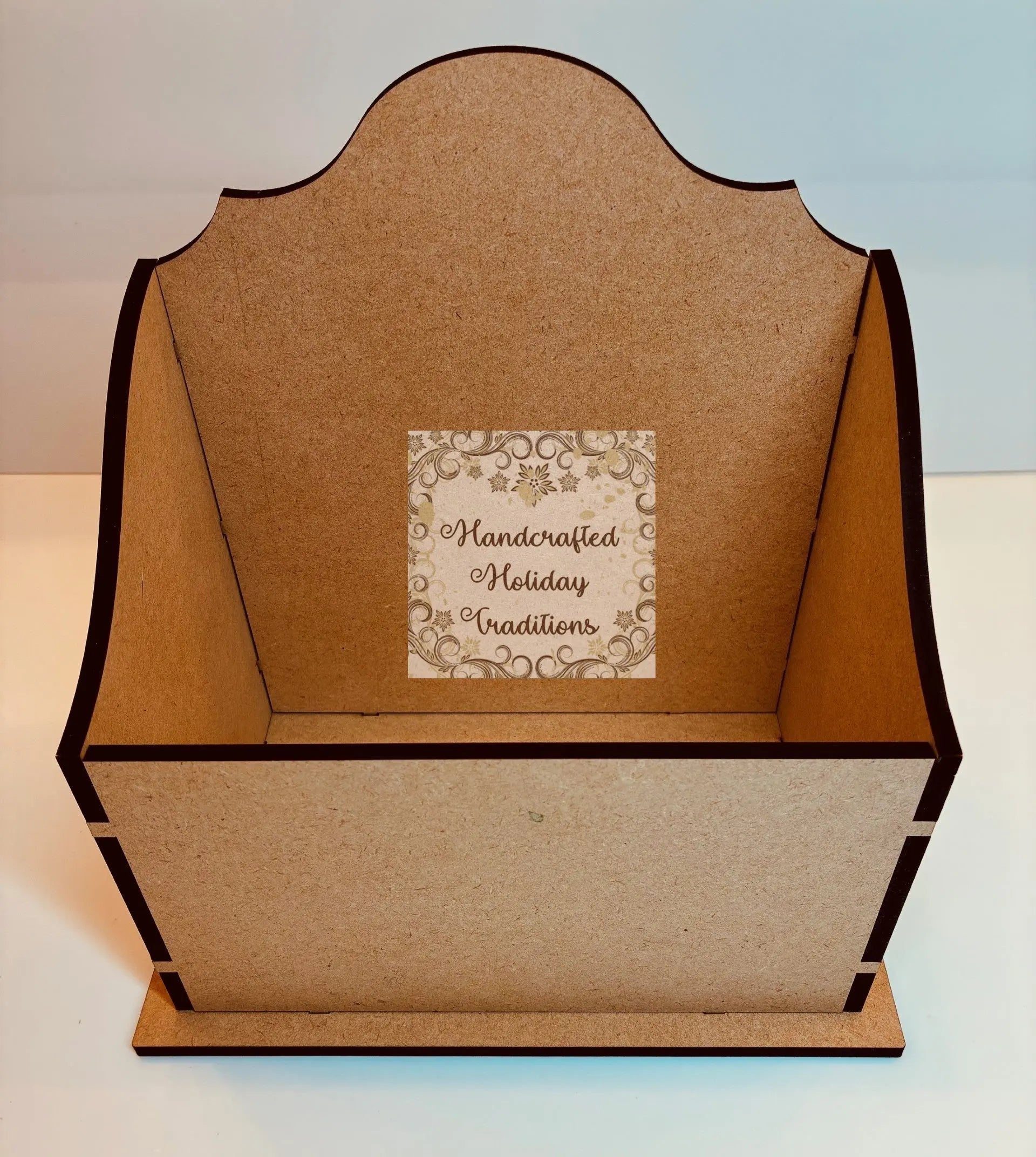 Laser Cut MDF, Desk Top Organizer, File Box, Buildable Blank Base, Vintage Style, Decoupage, Mixed Media, 8 3/4"w x 5 1/2"l x 9 3/4"h, 1/4" Handcrafted Holiday Traditions