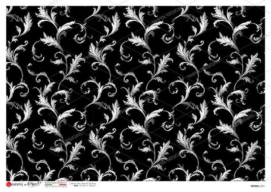 Paper Designs Italian Rice Paper, Black and White, Background Flourishes Pattern, Vintage Style, A3, Decoupage, Mixed Media, Crafts