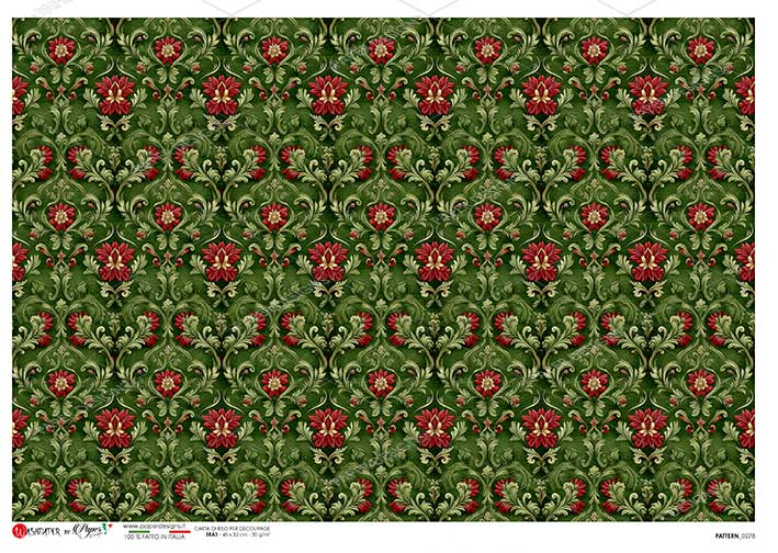 Paper Designs Rice Paper for Decoupage, Victorian Christmas Pattern, Background, A4 8.6” x 12.5”, Decoupage, Mixed Media, Scrapbooking