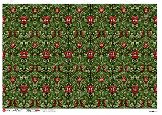 Paper Designs Rice Paper for Decoupage, Victorian Christmas Pattern, Background, A4 8.6” x 12.5”, Decoupage, Mixed Media, Scrapbooking