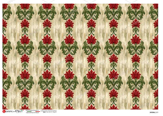 Paper Designs Rice Paper for Decoupage, Victorian Christmas Pattern, Background, A4 8.6” x 12.5”, Decoupage, Mixed Media, Scrapbooking