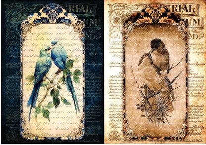 Handcrafted, Mixed Media, Decoupage, MDF Book Box, Vintage Style, Blue Birds Handmade by Pamela