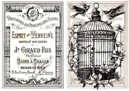 Paper Designs, 2024 Spring Release, Rice Paper Collection, Set of 10, Vintage Birds, Peacock, Background, Shabby Chic, Frames, A4 8.3 X 11.7 Paper Designs